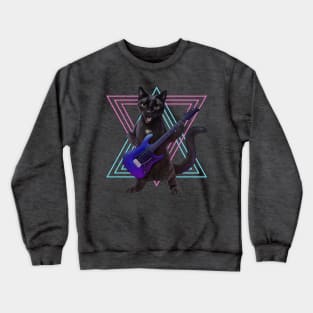 Cat playing electric guitar Crewneck Sweatshirt